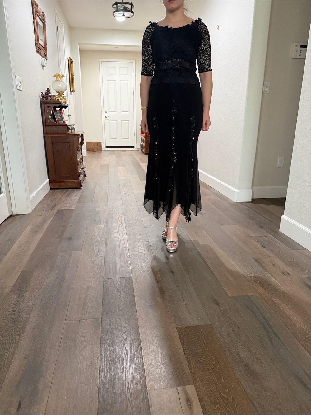 Elegant Black Asymmetrical Hem Women's Skirt